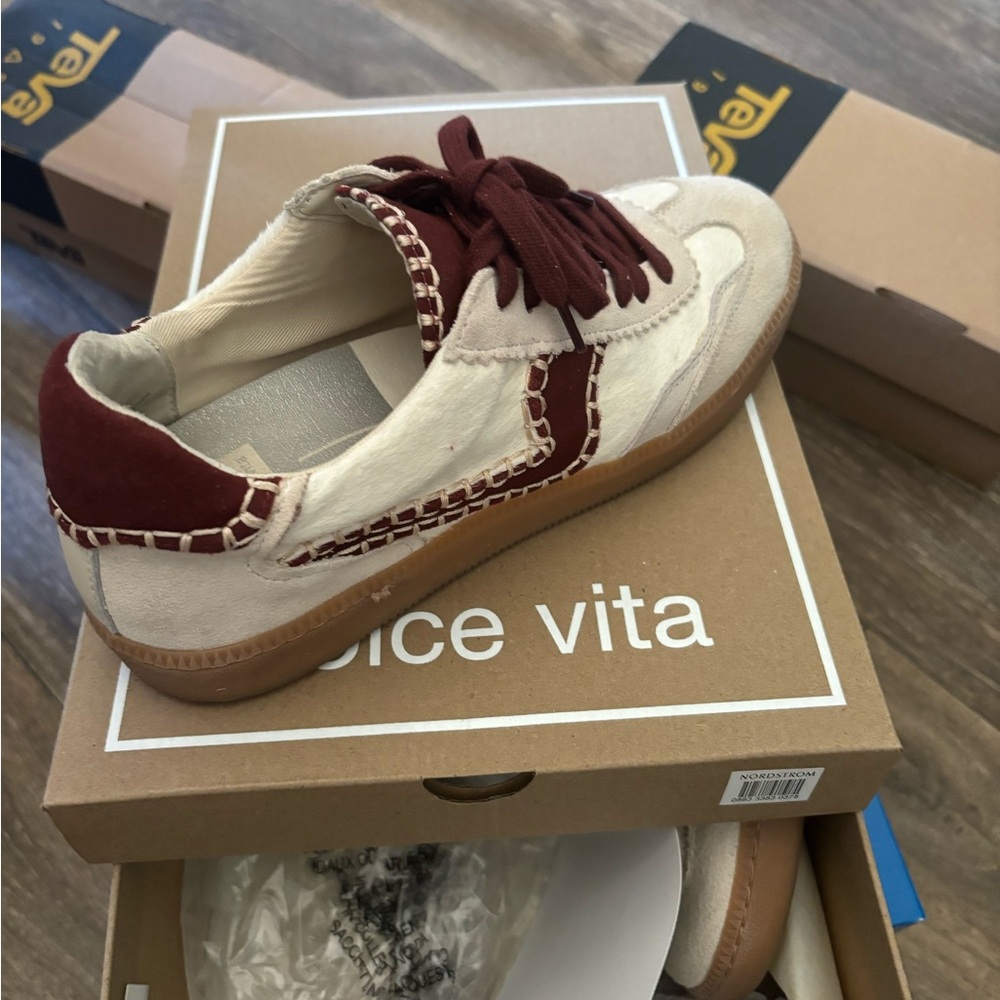Dolce Vita Maroon and Cream Sneakers